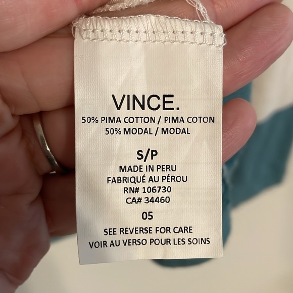 Vince Women’s Shirt Small Green & Cream Stripe Cotton Blend Quiet Luxury Preppy - Picture 11 of 15